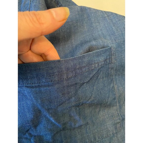Loft Chambray Button-Down Shirt Blue Long Sleeve Lightweight XL - Picture 5 of 13